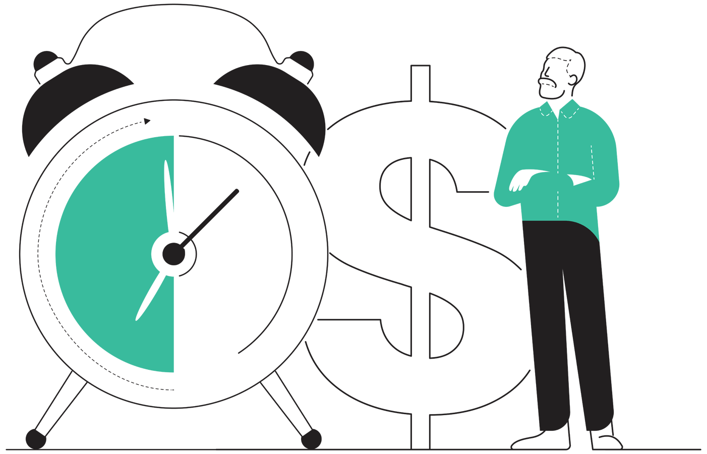 illustration-time-money-green