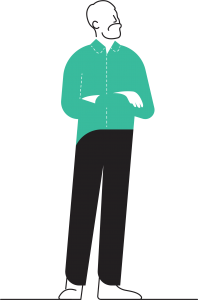 Green Illustration of a standing man.