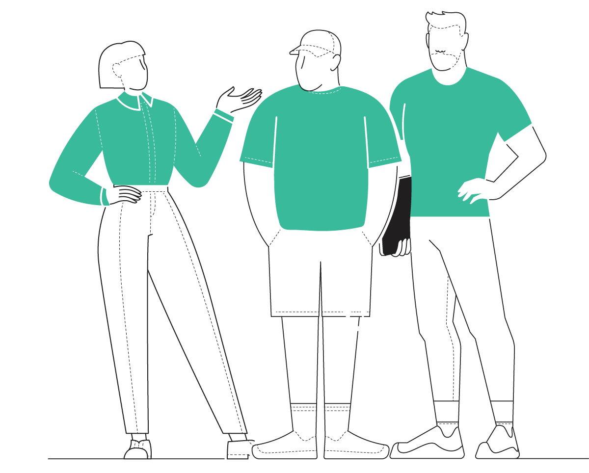 Illustration of people talking at event Illustration of people talking at event