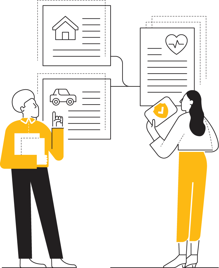 Illustration of two women with insurance solution Illustration of two women with insurance solution