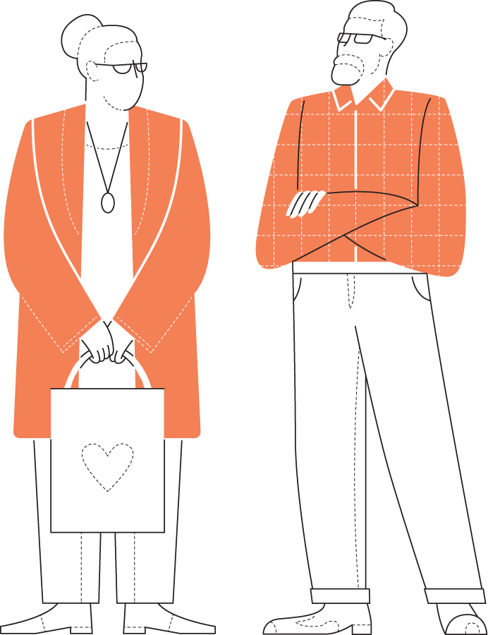 Illustration man and woman in their 60s Illustration man and woman in their 60s