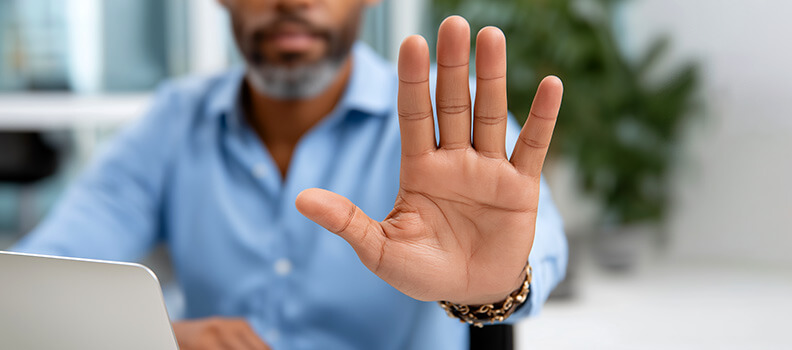 Objection with hand