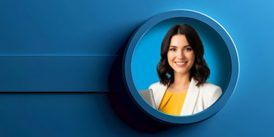 Woman in circle representing ideal customer profile