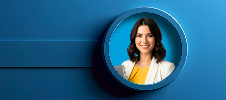 Woman in circle representing ideal customer profile